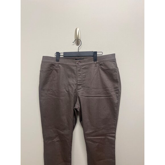 Lafayette 148 Metallic Brown Straight-Leg Thompson Pants Womens Size 14 - Picture 4 of 10